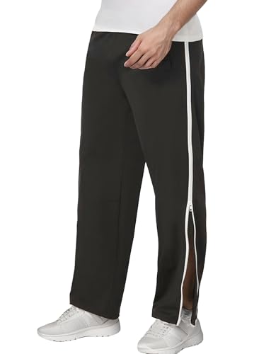 FEOYA Reha Hose Herren Trainingshosen Jogginghosen mit Seitenreißverschluss Volle Öffnung Fitnessstudio Sport Nach der Operation Lounge Hose mit Taschen Schwarz M von FEOYA