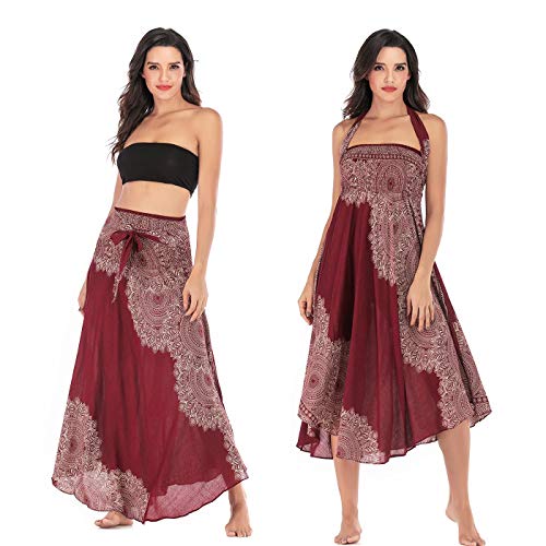 FEOYA Rock Damen Lang Sommer Rock Damen Blumen Maxirock Damen Boho Sommerrock Damen Blumen Strandrock Damen Strandkleid Sommerrock Damen Lang Boho von FEOYA