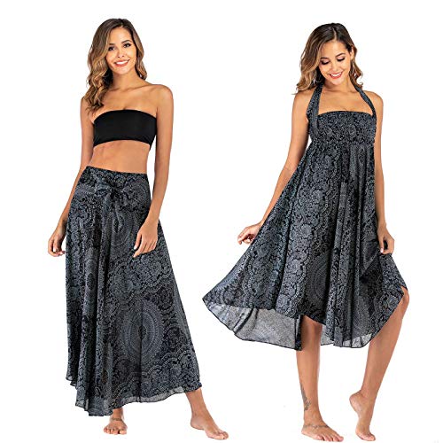 FEOYA Rock Damen Lang Sommer Rock Damen Blumen Maxirock Damen Boho Sommerrock Damen Blumen Strandrock Damen Strandkleid Sommerrock Damen Lang Boho von FEOYA