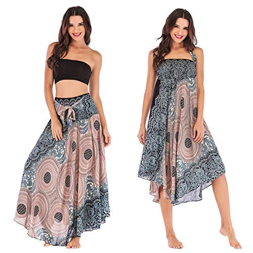 FEOYA Rock Damen Lang Sommer Rock Damen Blumen Maxirock Damen Boho Sommerrock Damen Blumen Strandrock Damen Strandkleid Sommerrock Damen Lang Boho von FEOYA