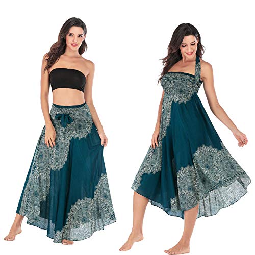 FEOYA Rock Hippie Damen Blumen Maxirock Boho Sommerrock Strandrock Strandkleid Lang von FEOYA