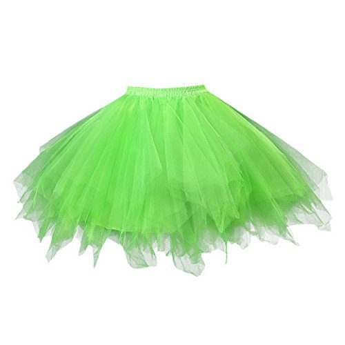 FEOYA Damen Tütü Rock Mini Tutu Tanzen Tüllrock Unregelmäßig Ballettrock A-Linie Unterrock Festlich Faltenrock Größe XL - Grün von FEOYA