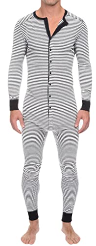 FEOYA Schlafanzug Overall Herren Winter Thermounterwäschesets für Herren Jumpsuit Strampler Herren 3XL von FEOYA