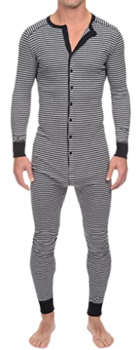 FEOYA Schlafanzug Overall Herren Winter Thermounterwäschesets für Herren Jumpsuit Strampler Herren M von FEOYA