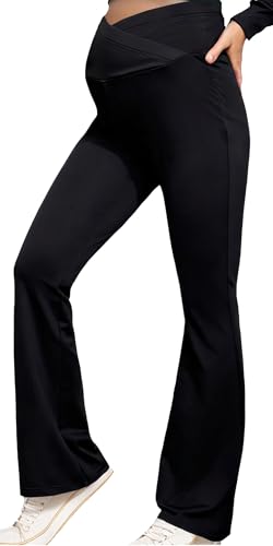 FEOYA Schmale Lässige Hose für Schwangere Mutterschaft Yogahosen Stretchy über dem Bauch Lounge Hosen Klassischer Eleganter XL von FEOYA