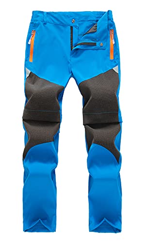 FEOYA Schnelltrocknende Hose Jungen Mädchen Jogginghosen Kinder Atmungsaktiv Weich Trekkinghose Wanderhose Kinder Sport Cargohose Regular Fit Abnehmbar Funktionshose Outdoorhosen Blau B 110 von FEOYA