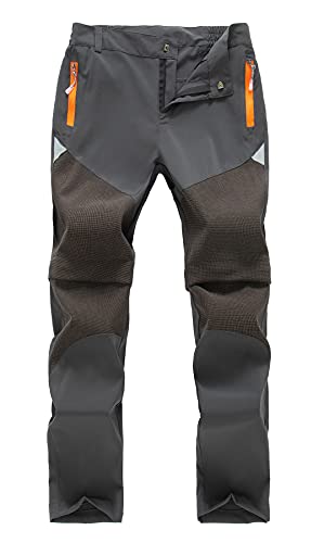 FEOYA Schnelltrocknende Hose Jungen Mädchen Jogginghosen Kinder Atmungsaktiv Weich Trekkinghose Wanderhose Kinder Sport Cargohose Regular Fit Abnehmbar Funktionshose Outdoorhosen Grau B 150 von FEOYA