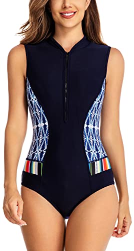 FEOYA Schwimm Einteiler Damen Sommer Swimsuit Beachwear Strand Badebekleidung Tank Top Bademode Hersteller S/DE-Größe 34-36 - Muster 15 von FEOYA