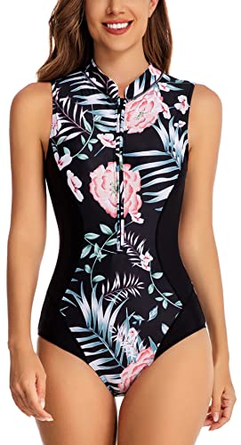 FEOYA Schwimm Einteiler Damen Sommer Swimsuit Beachwear Strand Badebekleidung Tank Top Bademode Hersteller XL/DE-Größe 42-44 - Muster 12 von FEOYA