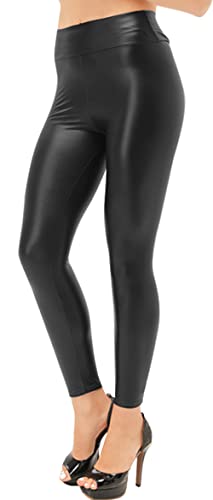 FEOYA Sexy Hohe Taille Damen Kunstleder Leggings Lederimitat Faux Wetlook PU Lederhosen Skinny Strumpfhosen Hüfthose Treggings Yoga Schlank Hose von FEOYA