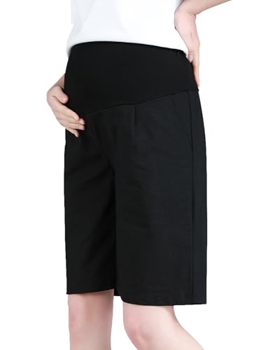 FEOYA Shorts für Schwangere Hohe Taille über dem Bauch Umstandsshorts Weich Atmungsaktiv Schwangerschaft Freizeithose Sommer Umstandshose 5XL von FEOYA