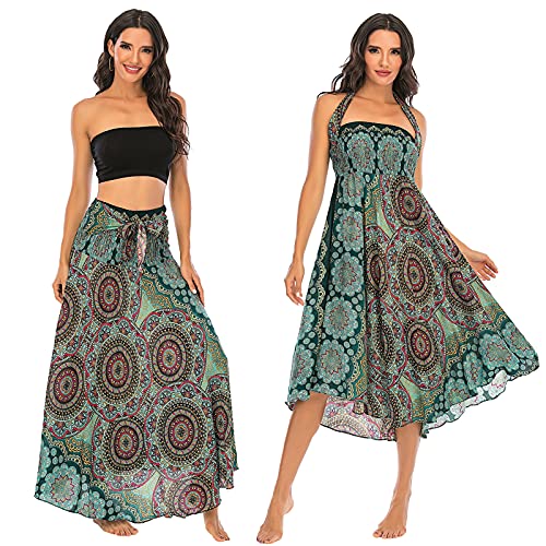 FEOYA Sommerrock Damen Lang Strandrock Damen Boho Hippie Rock Damen Lang Sommer Maxirock Damen Boho Blumen Strandkleid Boho Rock Damen Lang von FEOYA