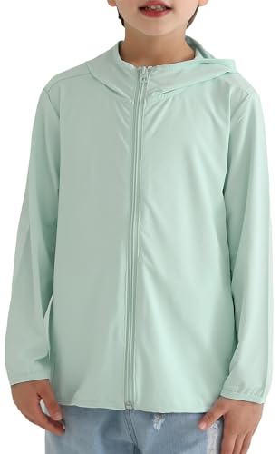 FEOYA Sonnenschutz Hoodie Kleidung Kinder Sportliche Jacke Leicht Sommer Oberbekleidung Atmungsaktiv Outwear Mädchen Jungen Schnell Trocknen Dünner Mantel 150 von FEOYA
