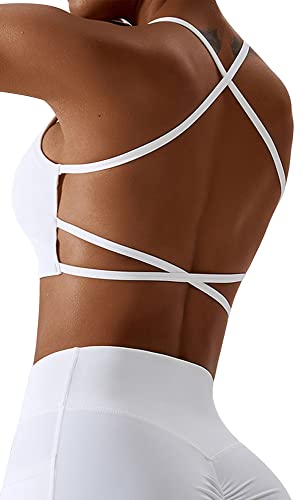 FEOYA Sport BH Damen Gepolstert Bustier Damen BH ohne Buegel Rückenfrei Spaghettiträger Cross Back Design Push up BH Sport Bra Top für Yoga Fitness - S von FEOYA