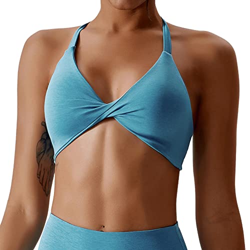 FEOYA Sport BH Kratzfester Nackenträger Ringerrücken für Fitness Yoga Joggen BHS Gepolstert Ohne Bügel Rückenfrei - XL von FEOYA