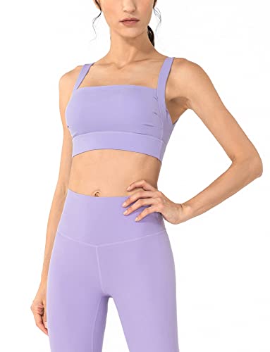 FEOYA Sport BH für Damen Super Komfort BHS Plus Größe Crop Tank Tops Damen Wireless BH Yoga BH Damen Weste Top Workout Yoga Weste Unterwäsche Crop Tops Lila L von FEOYA