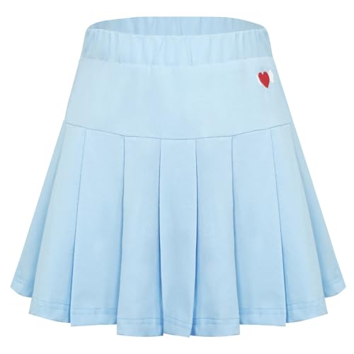 FEOYA Sport Rock mit Hose Mädchen Kinder Sommer Tennisrock Atmungsaktiv Faltenrock Einfarbig Hosenrock Leicht Sommerrock Plissee Sportrock Baumwolle Golfrock Bequem Skort 150 von FEOYA