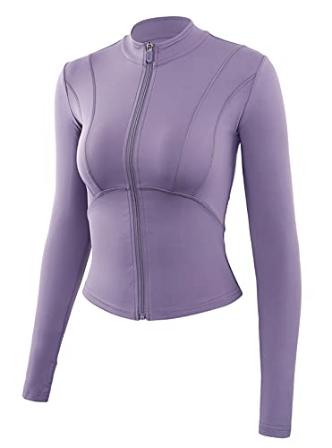 FEOYA Sportjacke Damen Laufjacke Trainingsjacke Voll Reißverschluss Slim Fit Sweatjacke mit Stehkragen M von FEOYA