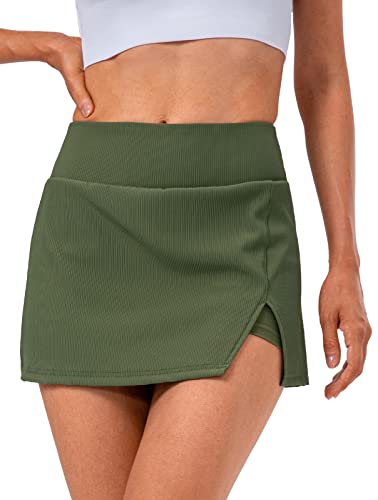 FEOYA Sportrock mit Innenhose Aktivrock mit Tasche Sportskort Hoher Taille Skort Damen kurz Hosenrock Yoga Pilates Tennisrock Golfrock für Fitness Woukout Laufen Sport-S-2XL von FEOYA