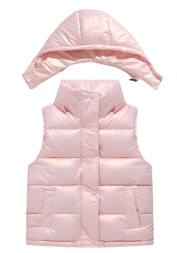 FEOYA Steppweste Unisex Kinder Leichte Daunenweste Ärmellos Warm Winterjacke Winddicht Pufferweste Freien Weste mit Kapuzen für 7-8 Jahre von FEOYA