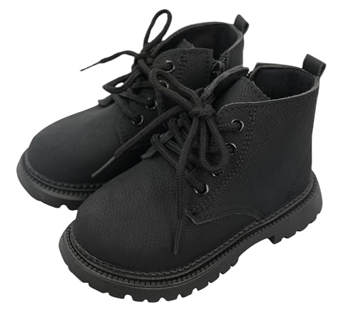 FEOYA Stiefeletten für Kinder Herbst Kinderstiefel Rutschfeste Winterschuhe Warme Kurze Stiefel Boots Jungen Mädchen Komfortabel Schulstiefel mit Reißverschluss 24 EU von FEOYA