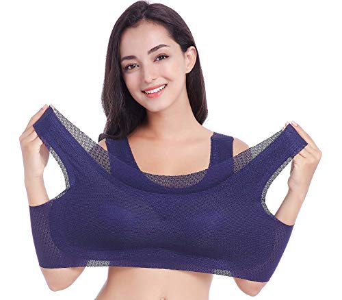 FEOYA - Sujetador cómodo para Mujer, Tallas Grandes, algodón, sin Aros Azul 2 XXX-Large von FEOYA