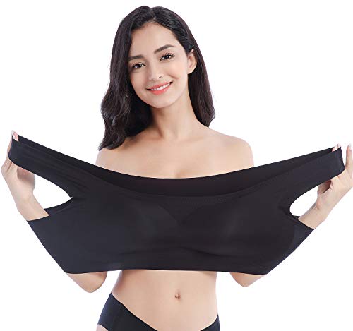 FEOYA - Sujetador cómodo para Mujer, Tallas Grandes, algodón, sin aros Negro 6X-Large von FEOYA