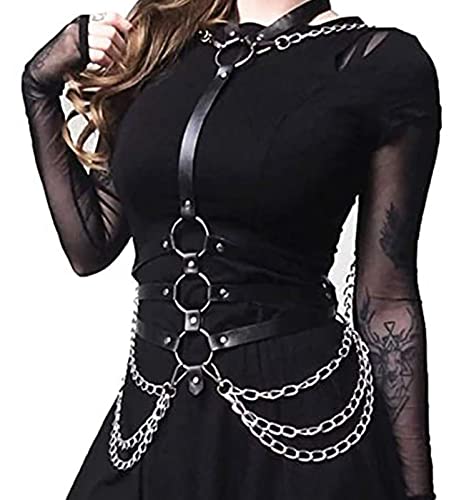 FEOYA Taille Kette Gürtel Für Damen Taillengürtel Metall Gürtel Strap Schärpe Strand Körperkette Kettengürtel Gürtel Taillenkette für Kleid Punk PU Leder Verstellbarer Gothic Gürtel von FEOYA