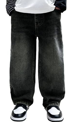 FEOYA Teenager Cargohose Baggy Lange Jungen Jeans Loose Freizeit Kinder Hose Cargo School Jogginghose Zip Off Solid Der High Street Lange Der High Street Straight Mit Gummizug Dünne 13 14 Jahre von FEOYA
