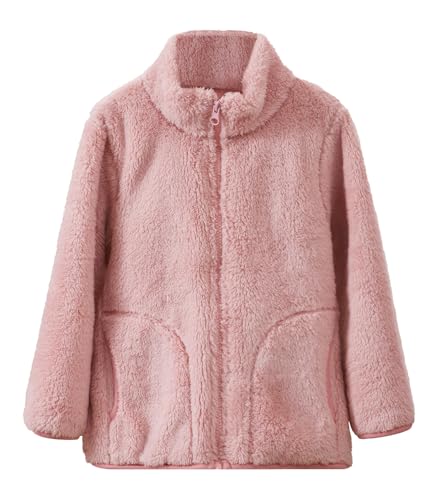 FEOYA Teenager Jacke Winter Langärm Jungen Winterjacke Teddy Teddyfleece Mädchen Fleecejacke Soft Warme Kinder Mantel Fleece Plüschjacke Mit Plüsch Herbst Gefüttert Valentinstag Weich Rosa 6 7 Jahre von FEOYA