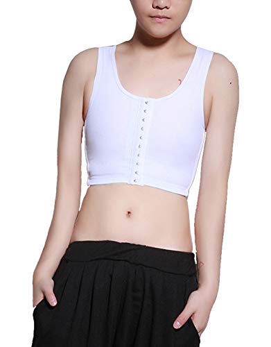 FEOYA - Tomboy Trans Lesben Mesh Chest Binder mit Gummiband Trägershirt Korsett Gürtel BH Brustbinder Slim Fit Flat Chest für Cosplay FTM - Schwarz / 2X von FEOYA