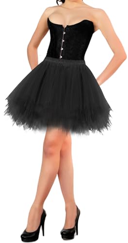 FEOYA Tutu Tüllrock Damen Kurz Retro Rock Karneval Unterrock Ballet Party Underskirt Minirock von FEOYA