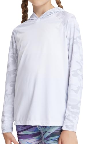 FEOYA UV Jacke Kinder Sonnen Kapuzenpullover Laufshirt Langarm Sun Shirt Schnelltrocknend Sportshirt Stretch Dünner Mantel Niedlicher Druckmantel 140 von FEOYA