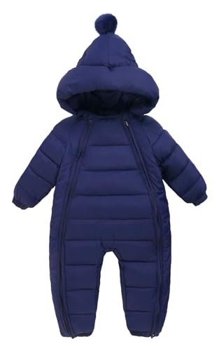 FEOYA Unisex Baby Strampler Neugeborene Jumpsuit Kleinkind Overall Jungen Mädchen Pyjamas Winter Schneeanzug Outwear Outfits Blau 18-24 Monate von FEOYA