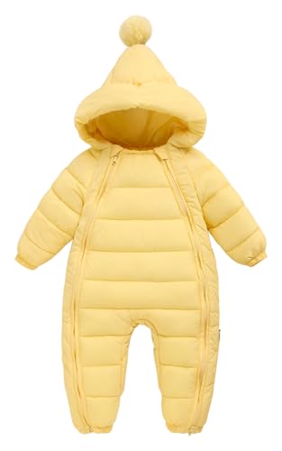 FEOYA Unisex Baby Strampler Neugeborene Jumpsuit Kleinkind Overall Jungen Mädchen Pyjamas Winter Schneeanzug Outwear Outfits Gelb 18-24 Monate von FEOYA