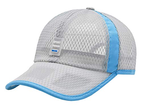 FEOYA Unisex Baseball Hut Mesh Hut Sport Cap Atmungsaktiv Outdoor Kappe Modisch Weich Baseball Cap Baseballmütze Vintage Herr Damen Baseball Kappe Design Sonnenschutz Cap Hellgrau von FEOYA