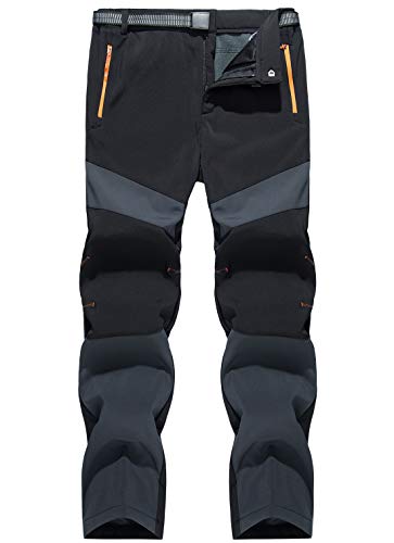 FEOYA Wanderhose Herren Grau Wasserdicht Freizeithose Trekking mit Gürtel Softshellhose Outdoorhose Fleecehose Männer Winter Herbst Skihose Herren von FEOYA