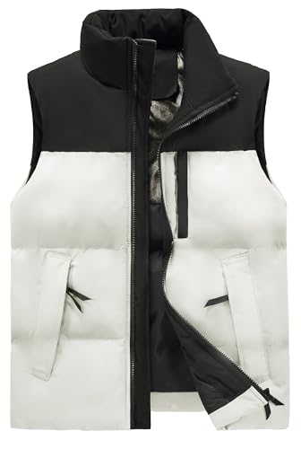 FEOYA Weste Herren Winter Puffer weste Outdoor Stehkragen Winterweste Full Zipp Bodywarmer Steppweste Weiß S von FEOYA