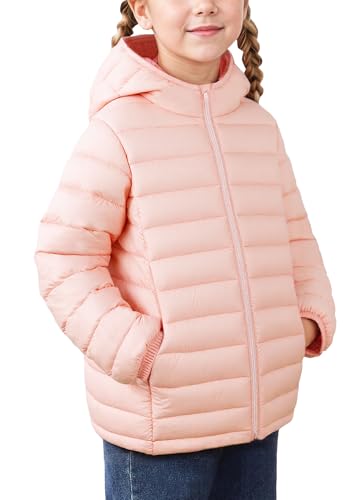 FEOYA Winterjacke Für Baby Leichte Mit Reißverschluss Jungen Jacke Winter Dicke Kinder Wintermantel Warme Elegant Mädchen Mäntel Puffer Freizeit Gefüttert Outdoor Solid Wasserdicht Rosa 6 7 Jahre von FEOYA