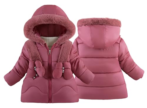 FEOYA Winterjacke Mädchen Warme Lang Mantel Kinder Parka Outdoor Jacke Winddicht Kapuzenjacke 3-4Jahre von FEOYA