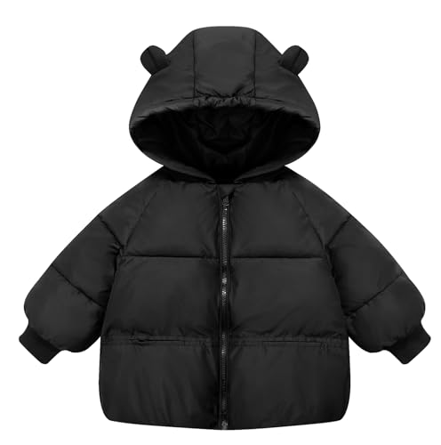FEOYA Wintermäntel Baby Baumwolle Kinderjacke Winddicht Warme Steppjacke Jungen Mädchen Dicke Winterjacke Verdickte Reißverschluss Mantel mit Kapuze 130 von FEOYA