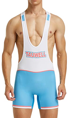 FEOYA Wrestling Singlet Bequem und Atmungsaktiv Herren Wrestling Singuletts Einteiliger Anzug Athletic Supporters Slim Fit Sport Bodysuit Gym Ärmellose Triathlon Powerlifting Kleidung C-Blau XL von FEOYA