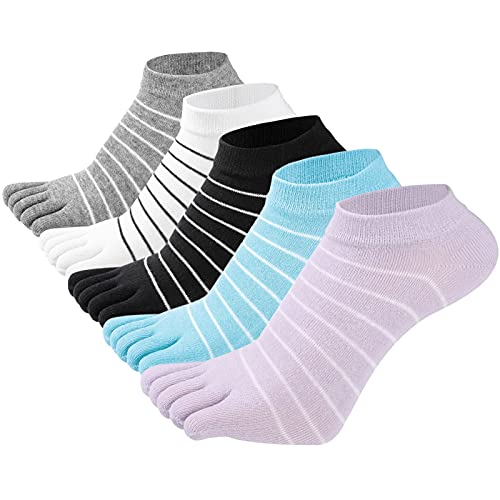 FEOYA Zehensocken Damen Sneaker Socken Fünf Finger Socken aus Baumwolle Sport Socks Set Einheitsgröße - 5 Paar-Mehrfarbe von FEOYA