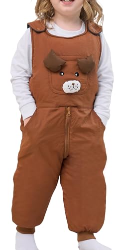 FEOYA mädchen winterjacke winter Herbst kinder kleidung fleece stitch jungen strampler Ohne Ärmel süß. baby schneeanzug Gefütterte mode warme Rundhalskragen Kaffeefarbe 2 3 Jahre von FEOYA
