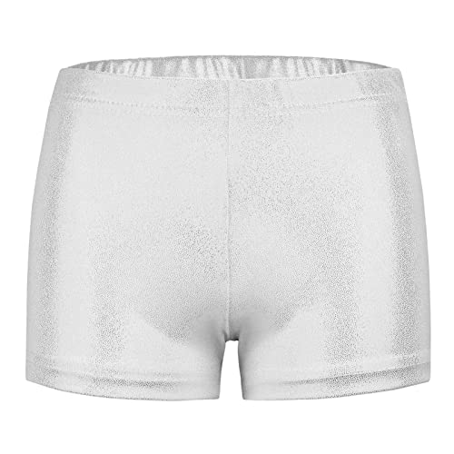 Mädchen Shorts für Tanz Gymnastik Turnanzug Sport-Shorts Glänzend Sport Hotpants Kinder Shorts Ballett Athletic Fitness Tanzhose Kurze Hose Skiny Gymnastik Turnhose Dancewear-110-150 von FEOYA