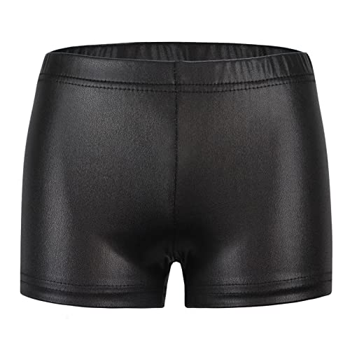 Mädchen Shorts für Tanz Gymnastik Turnanzug Sport-Shorts Glänzend Sport Hotpants Kinder Shorts Ballett Athletic Fitness Tanzhose Kurze Hose Skiny Gymnastik Turnhose Dancewear-110-150 von FEOYA