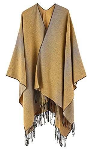 Umschlagtuch Cape Klimaanlage Schal Poncho Damen Blume Frauen Deckenschal Retro Stola Wrap Tuch Warm Damentuch Damenschal Herbst Winter Übergroß Klassisch Luxus von FEOYA