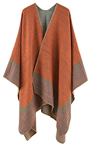 Umschlagtuch Cape Poncho Umhang Damen Frauen Farbverlauf Deckenschal Schal Stola Wrap Tuch Warm Damentuch Damenschal Herbst Winter Übergroß Luxus von FEOYA