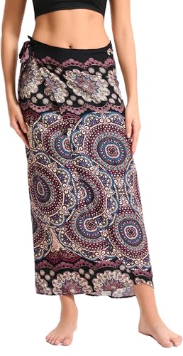 Wickelrock Lang Damen Elegant Beach Rock Lang Leicht Maxi Röcke Sommer Strandrock von FEOYA