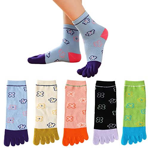 Zehensocken 3 Paar Socken Damen Sport laufende Zehe Socken Sportsocken Baumwoll Zehensocken Low Cut fünf Finger Socken Yoga von FEOYA